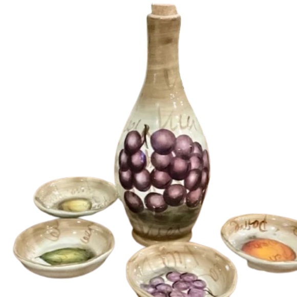 Table Tops Unlimited Fruition Hand Painted Collection Dispenser,4-Dipping Dishes - Picture 1 of 8